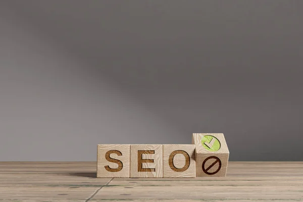 Cubi Legno Con Acronimo Seo Search Engine Optimisation Bellissimo Tavolo — Foto Stock