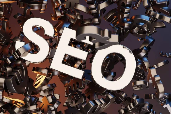 Seo Search Engine Optimisation Concept Weergave Rechtenvrije Stockafbeeldingen