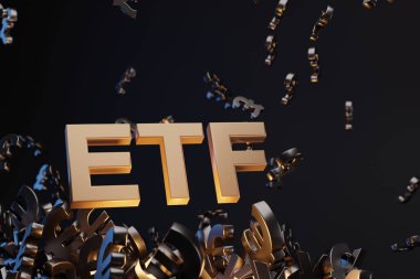 ETF - Borsa Ticaret Fonu. Ticaret Pazarı ICO Finansal Teknoloji Yatırım Konsepti.