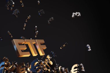 ETF - Borsa Ticaret Fonu. Ticaret Pazarı ICO Finansal Teknoloji Yatırım Konsepti.