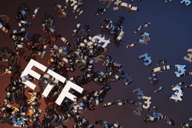 ETF - Borsa Ticaret Fonu. Ticaret Pazarı ICO Finansal Teknoloji Yatırım Konsepti.