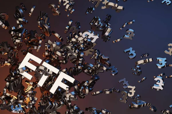 Etf 取引所取引基金 トレードマーケットIco Ipo金融技術ビジネス投資コンセプト ロイヤリティフリーのストック画像