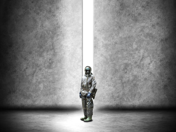 Солдат в противогазе
 