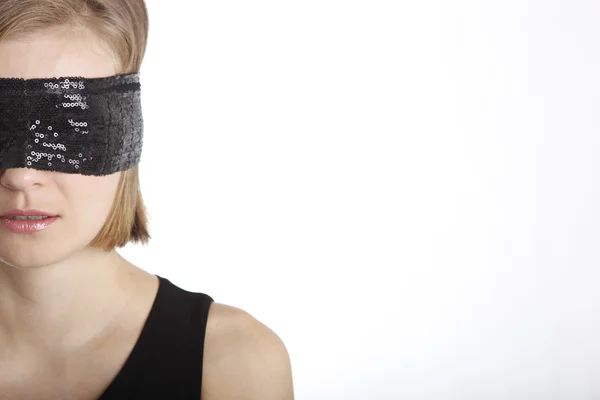 Young Woman Wearing Black Blindfold Isolated On Grey Stock Photo, Picture  and Royalty Free Image. Image 114818746.