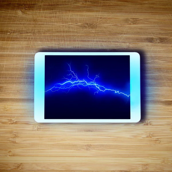 Tablet-Konzept mit Blitzen — Stockfoto