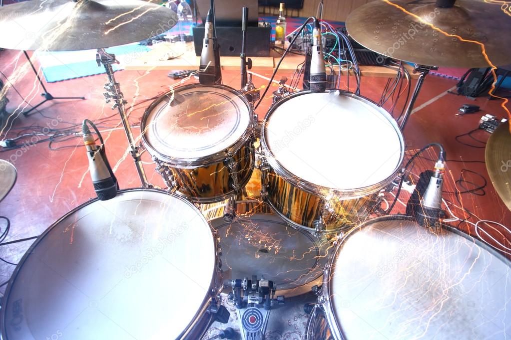Drum kit in the studio closeup