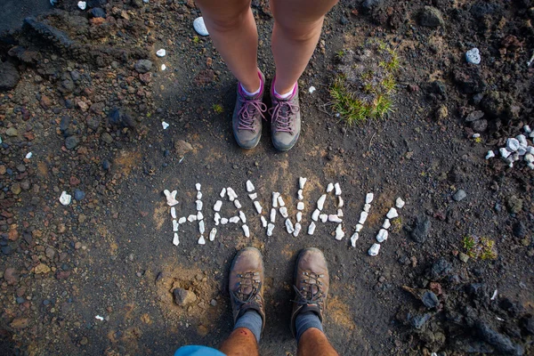 Hawaii assina na praia do Havaí — Fotografia de Stock