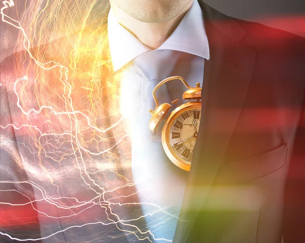 Concept of time with businessman and clock — Stock Photo, Image