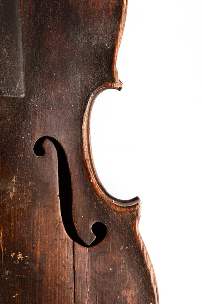 Velho violino quebrado isolado — Fotografia de Stock