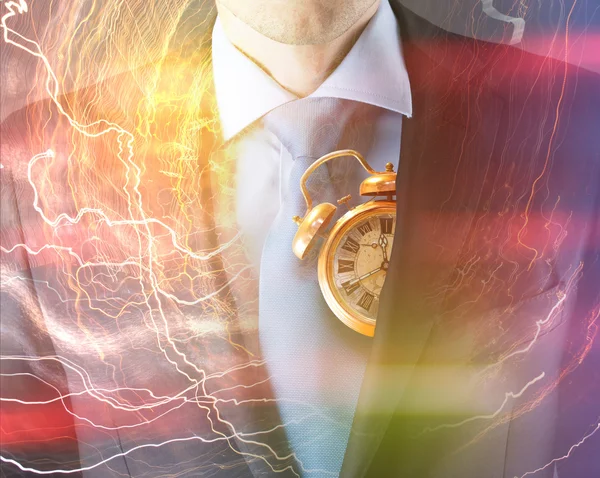 Concept of time with businessman and clock — Stock Photo, Image