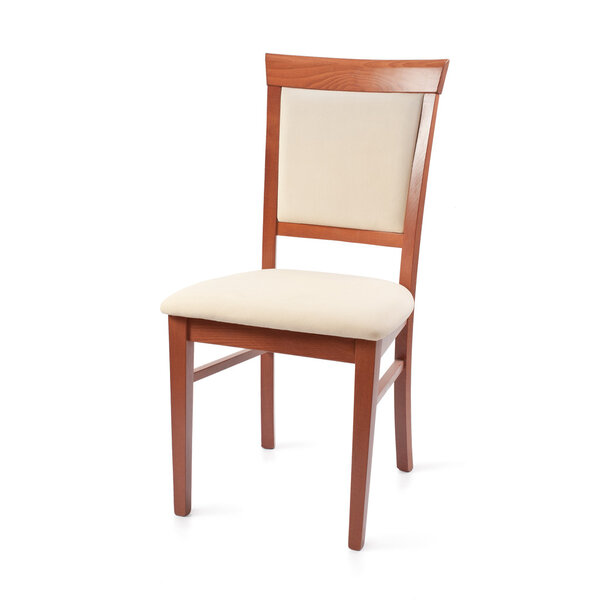 Деревянный стул, изолированный на белом фоне
