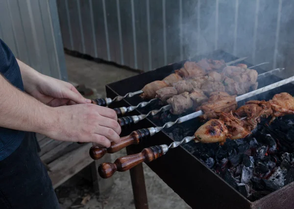 Carne Grelhada Aromática Suculenta Livre — Fotografia de Stock