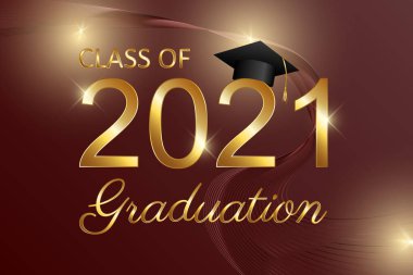 Class of 2021 graduation text design for cards, invitations or banner clipart
