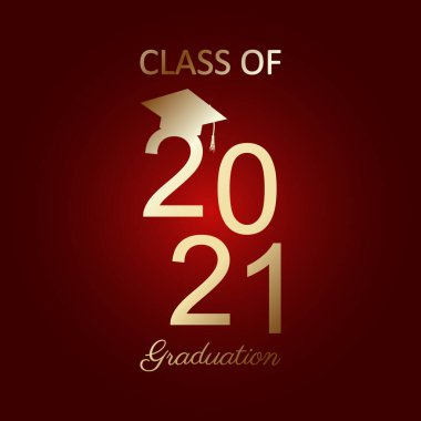 Kart, davet veya afiş için 2021 mezuniyet metin tasarımı sınıfı