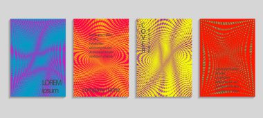 Asgari soyut vektör yarım ton kaplama şablonu. Geleceğin geometrik gradyan arkaplanı. Pankartlar, afişler, el ilanları, sunumlar ve raporlar için vektör şablonları