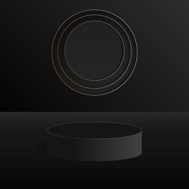 Ekran ürünü için boş siyah podyum.