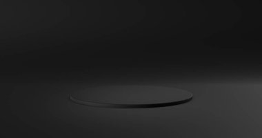 Ürün için boş siyah podyum. 3B görüntüleme.