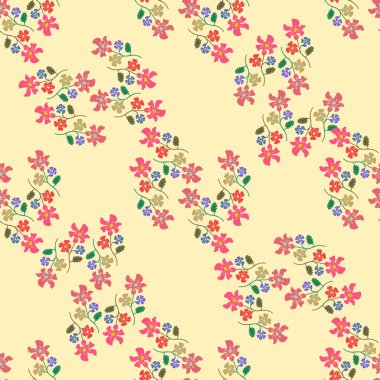 Küçük çiçeklerdeki basit şirin desen. Sefil şık Millefleur 'lar. Çiçeksiz elbise, imalat, duvar kağıtları, baskı, hediye paketi ve koleksiyon defteri.