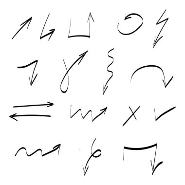 Elle çizilmiş vektör okları set