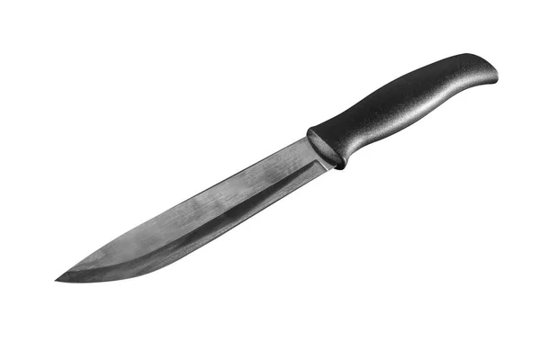 Cuchillo Cocina Profesional Acero Con Mango Negro Aislado Sobre Fondo — Foto de Stock