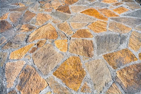 Bakgrund Från Marksten Oregelbundna Naturstenar Naturlig Gul Trottoarsten — Stockfoto