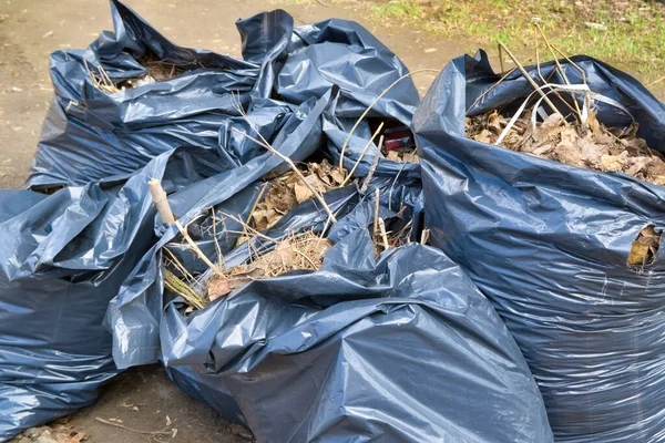 Black Plastic Trash Bags Garbage Bags Background Stock Image