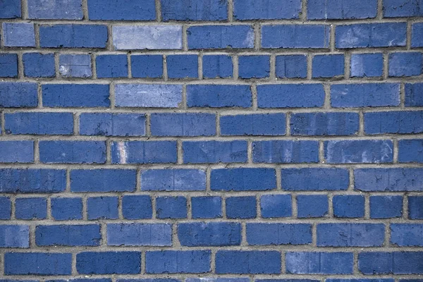 Blauwe Bakstenen Muur Textuur Blauw Geschilderd Horizontaal Deel Van Bakstenen — Stockfoto