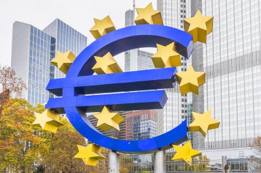 Avrupa Merkez Bankası, Frankfurt am Main, Almanya, büyük Euro simgesi