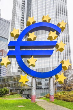 Avrupa Merkez Bankası, Frankfurt am Main, Almanya, büyük Euro simgesi