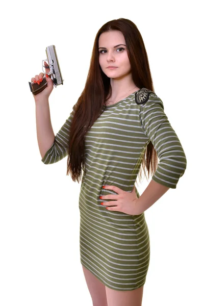 Hermosa mujer con pistola —  Fotos de Stock