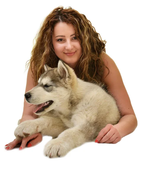 Mulher com cão — Fotografia de Stock