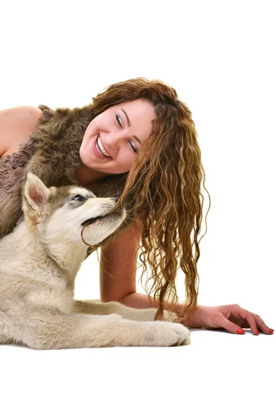 Kobieta z psem — Zdjęcie stockowe