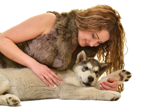 Femme avec chien — Photo