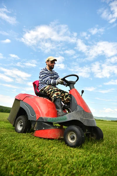 Ride-on tondeuse à gazon coupe herbe. Images De Stock Libres De Droits