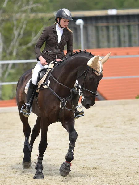 Belle femme à cheval — Photo