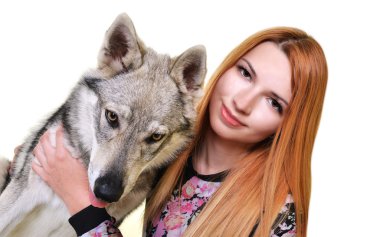 Çekoslovakya wolfhound kadınla