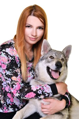 Çekoslovakya wolfhound kadınla