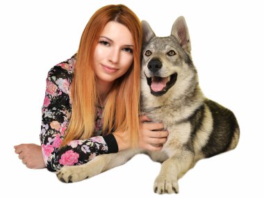 Çekoslovakya wolfhound kadınla