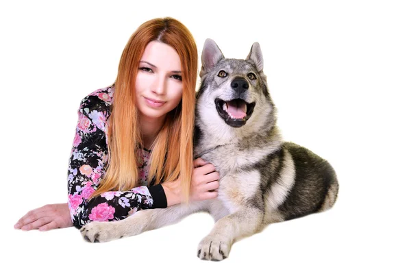 Çekoslovakya wolfhound kadınla — Stok fotoğraf