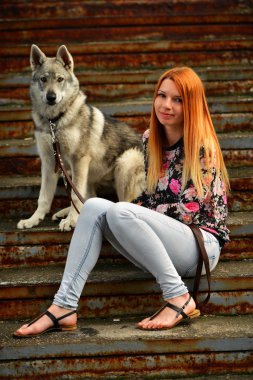 Çekoslovakya wolfdog kadınla
