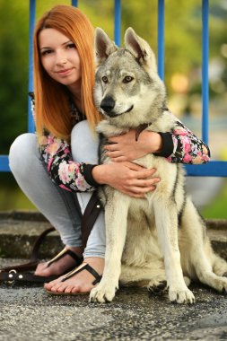 Çekoslovakya wolfdog kadınla