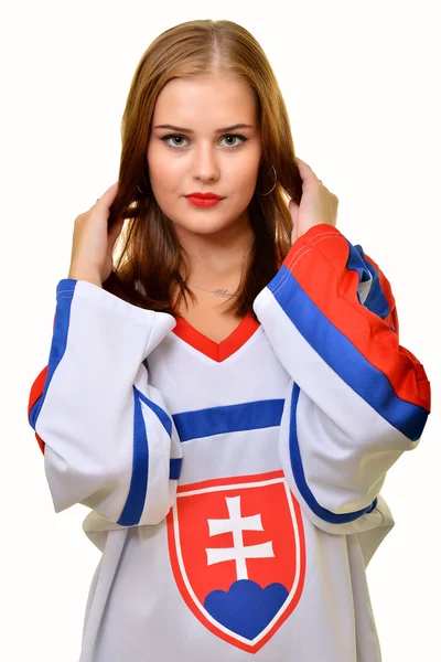 Slovenský fanoušek izolované na bílém — Stock fotografie