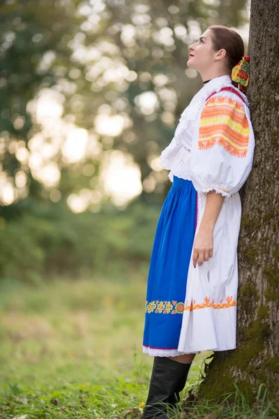 Detail Ženských Šatů Sobě Tradiční Kroje Východní Evropy Slovenský Folklór — Stock fotografie
