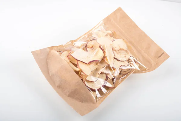 Open Envelope Dried Fruits White Background — Zdjęcie stockowe