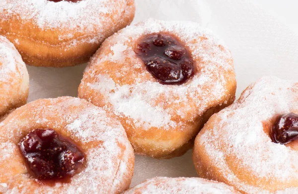 Doughnuts Strawberry Jam Isolated White — Stock Photo, Image