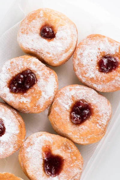 Doughnuts Strawberry Jam Isolated White — Stock Photo, Image