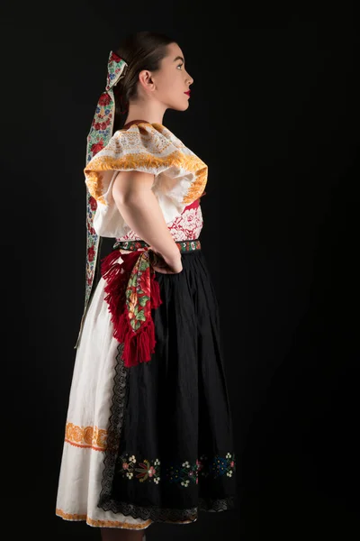 Jeune Belle Femme Slovaque Robe Traditionnelle Folklorique Slovaque — Photo