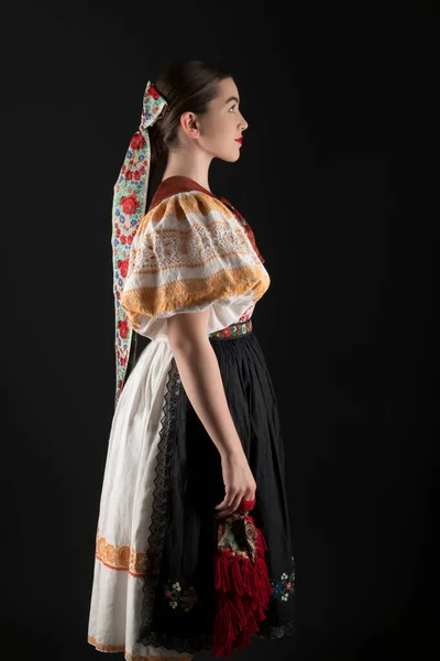 Jeune Belle Femme Slovaque Robe Traditionnelle Folklorique Slovaque — Photo