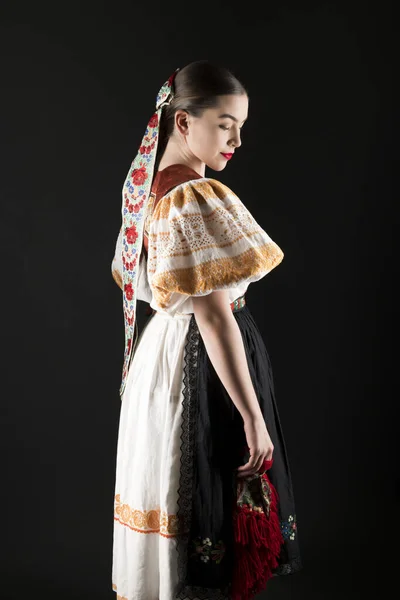 Jeune Belle Femme Slovaque Robe Traditionnelle Folklorique Slovaque — Photo