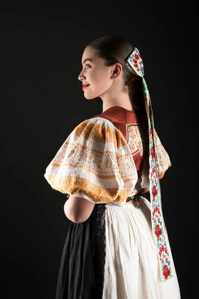 Jonge Mooie Slovak Vrouw Traditionele Jurk Slowaakse Folklore — Stockfoto